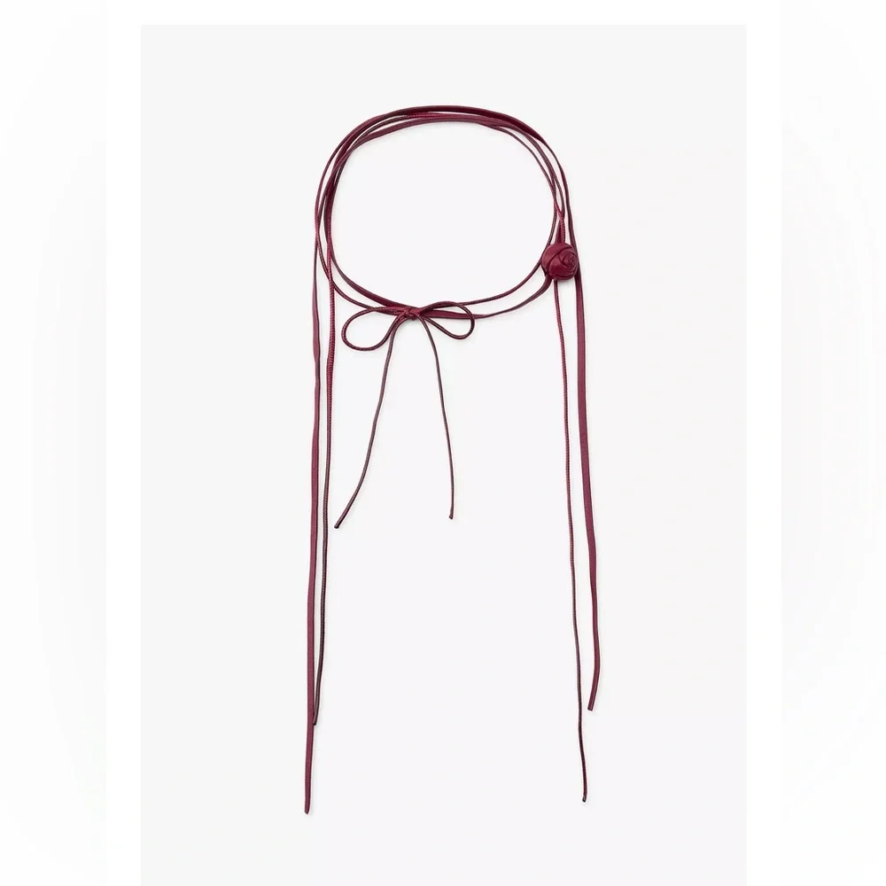 NWOT Zara Floral Double Choker Leather Necklace - Picture 4 of 7